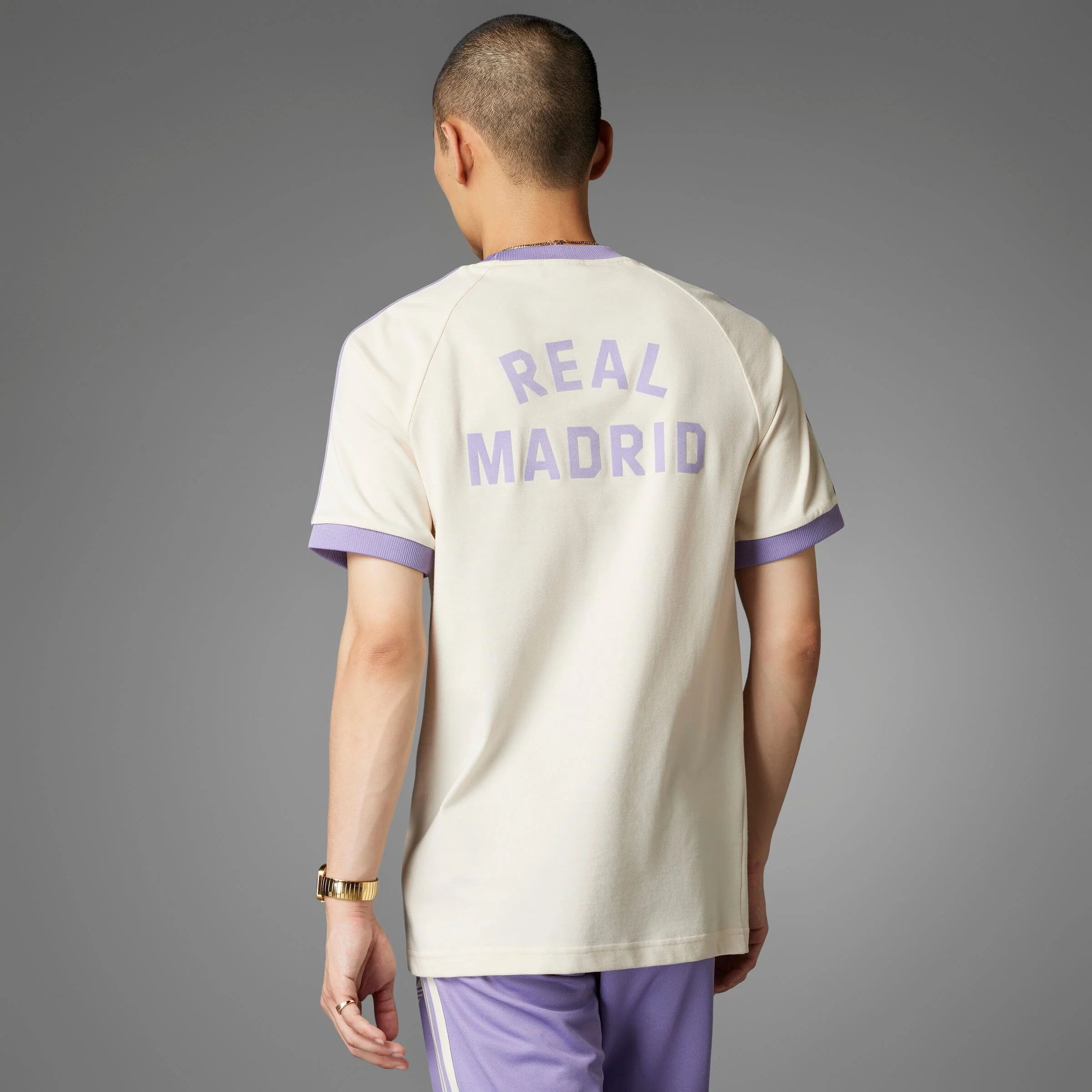 adidas Real Madrid adicolor Classics 3 Stripe Adults Tee - White - Image 10