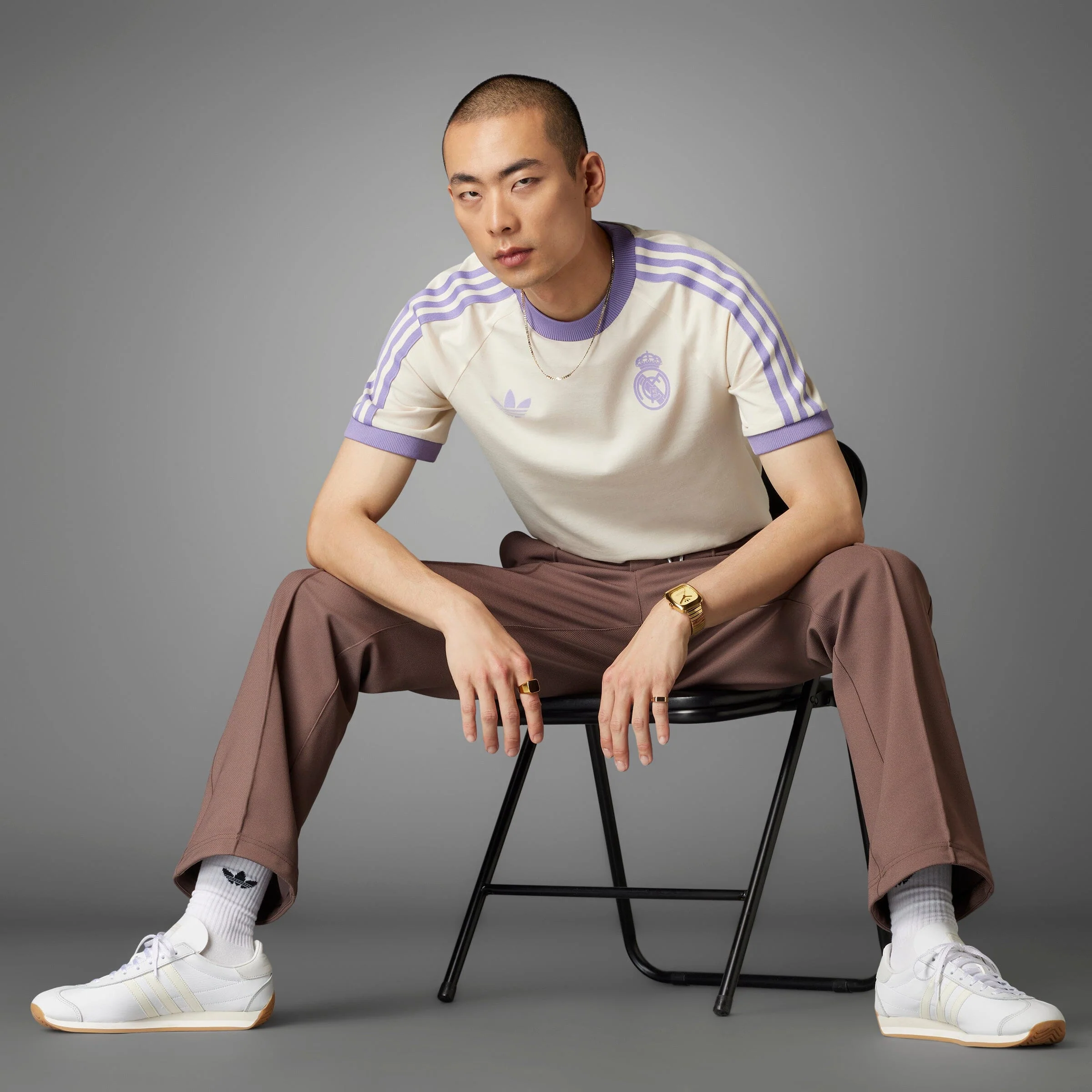 adidas Real Madrid adicolor Classics 3 Stripe Adults Tee - White - Image 14
