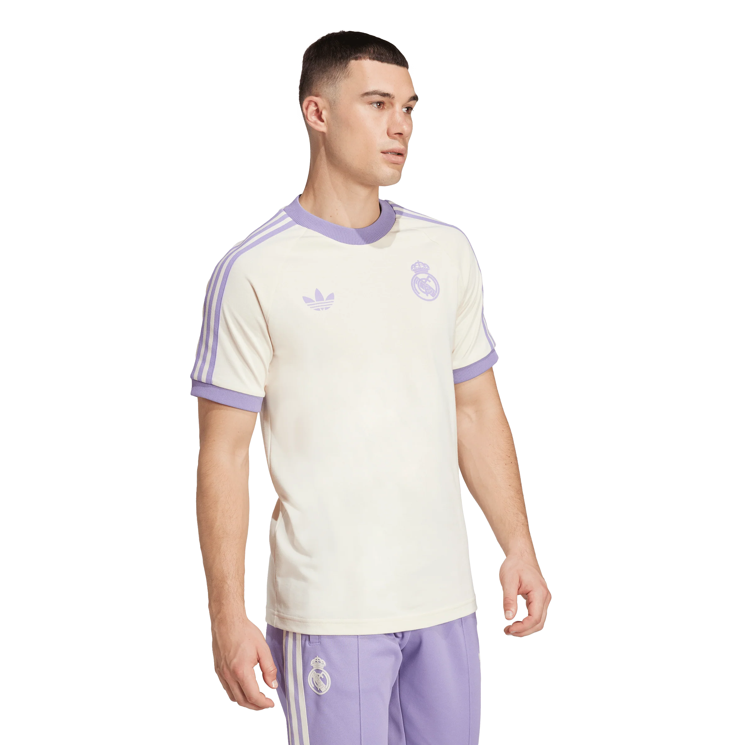 adidas Real Madrid adicolor Classics 3 Stripe Adults Tee - White - Image 4