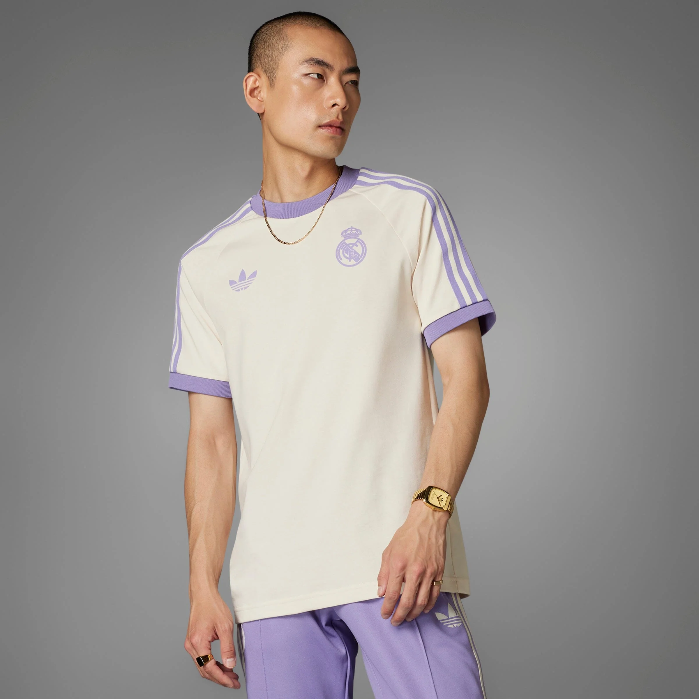 adidas Real Madrid adicolor Classics 3 Stripe Adults Tee - White - Image 9