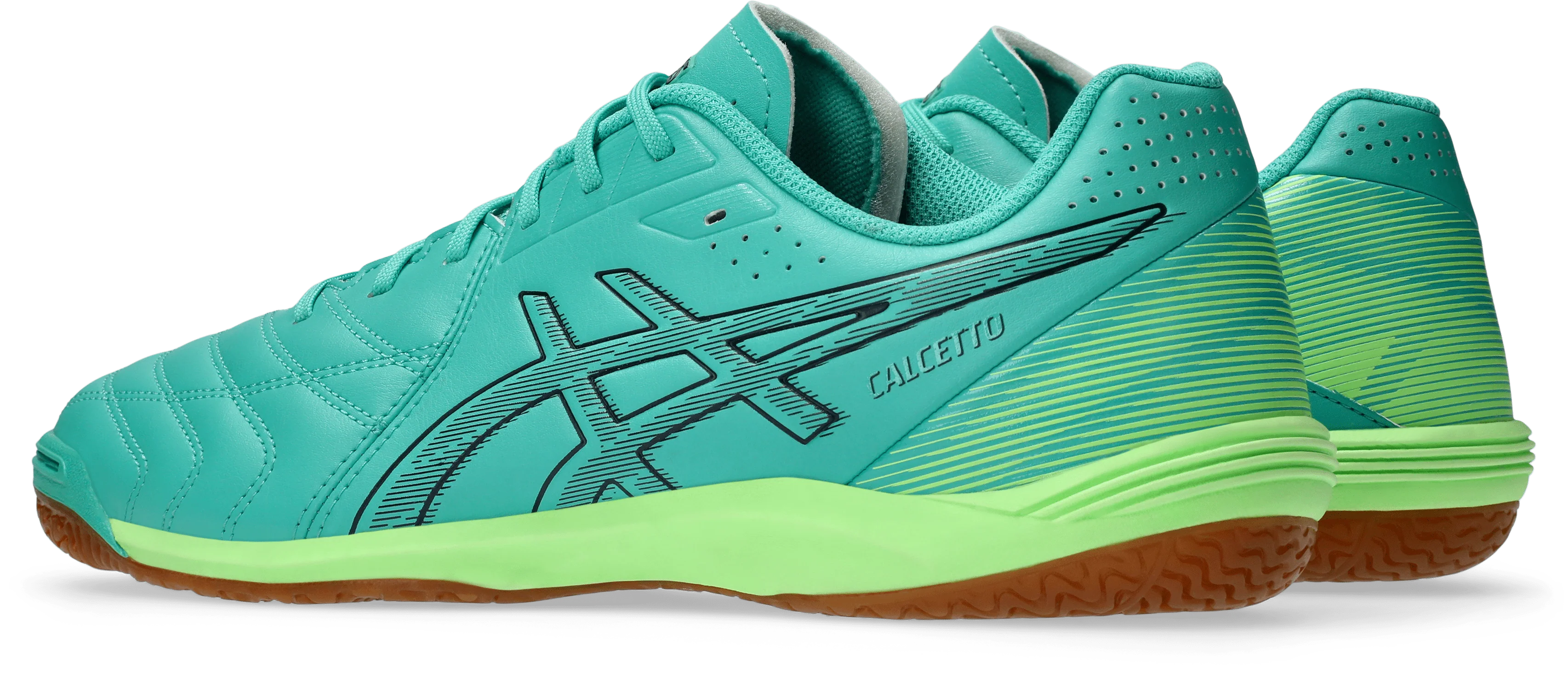 Asics Calcetto WD 9 Senior Indoor Football Boots - Aurora Green/Midnight - Image 4