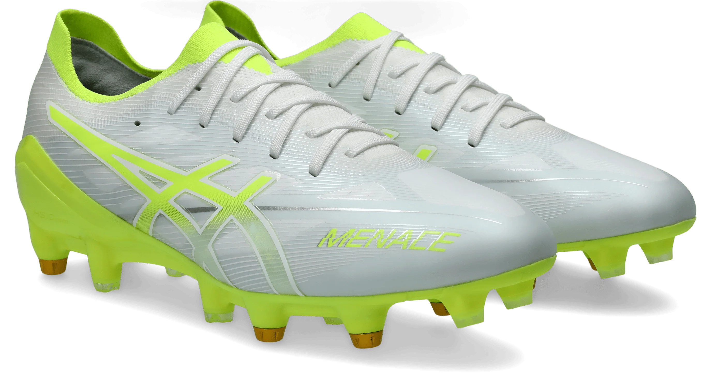 Asics Menace 5 Hybrid FG Senior Football Boots - White/Safety Yellow - Image 3