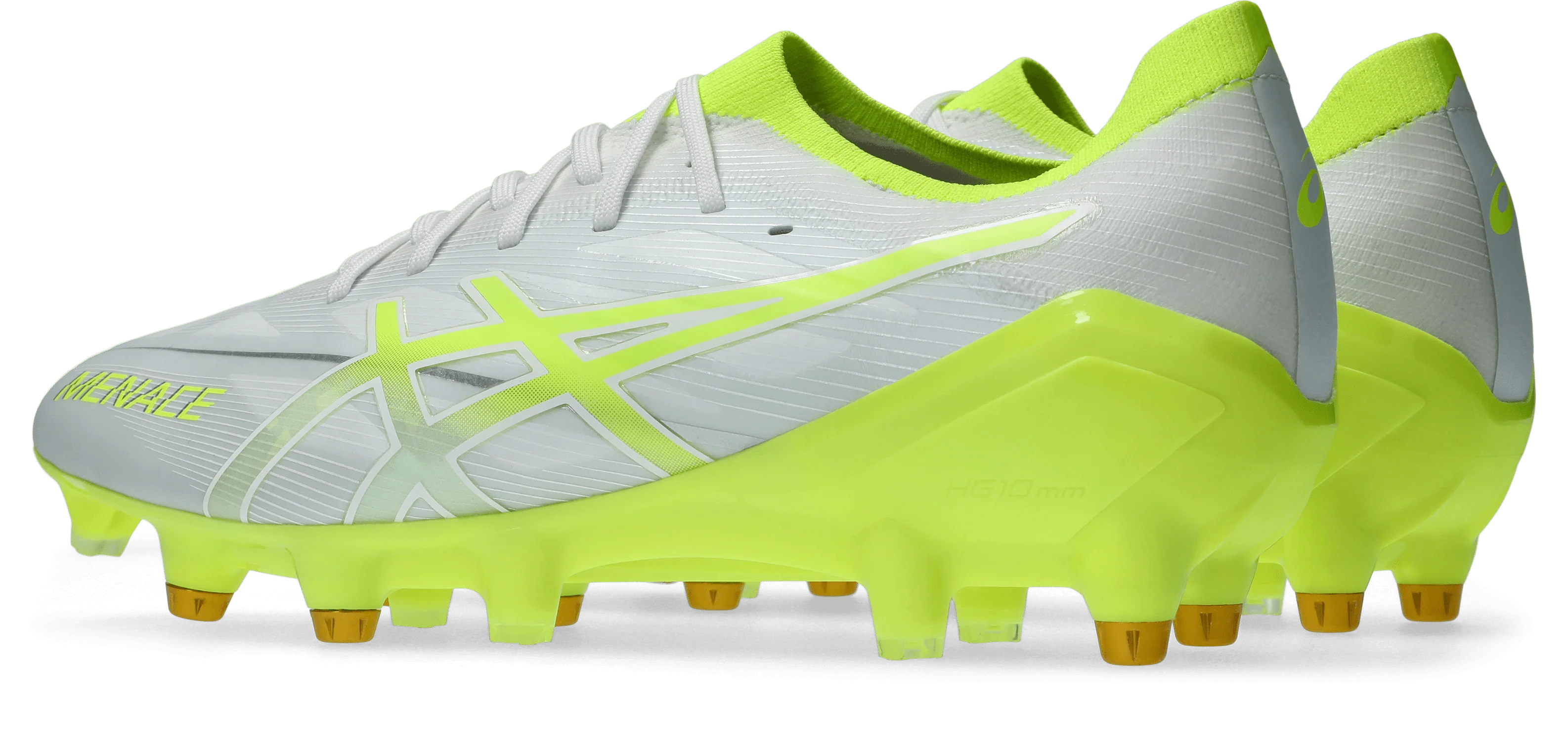 Asics Menace 5 Hybrid FG Senior Football Boots - White/Safety Yellow - Image 4