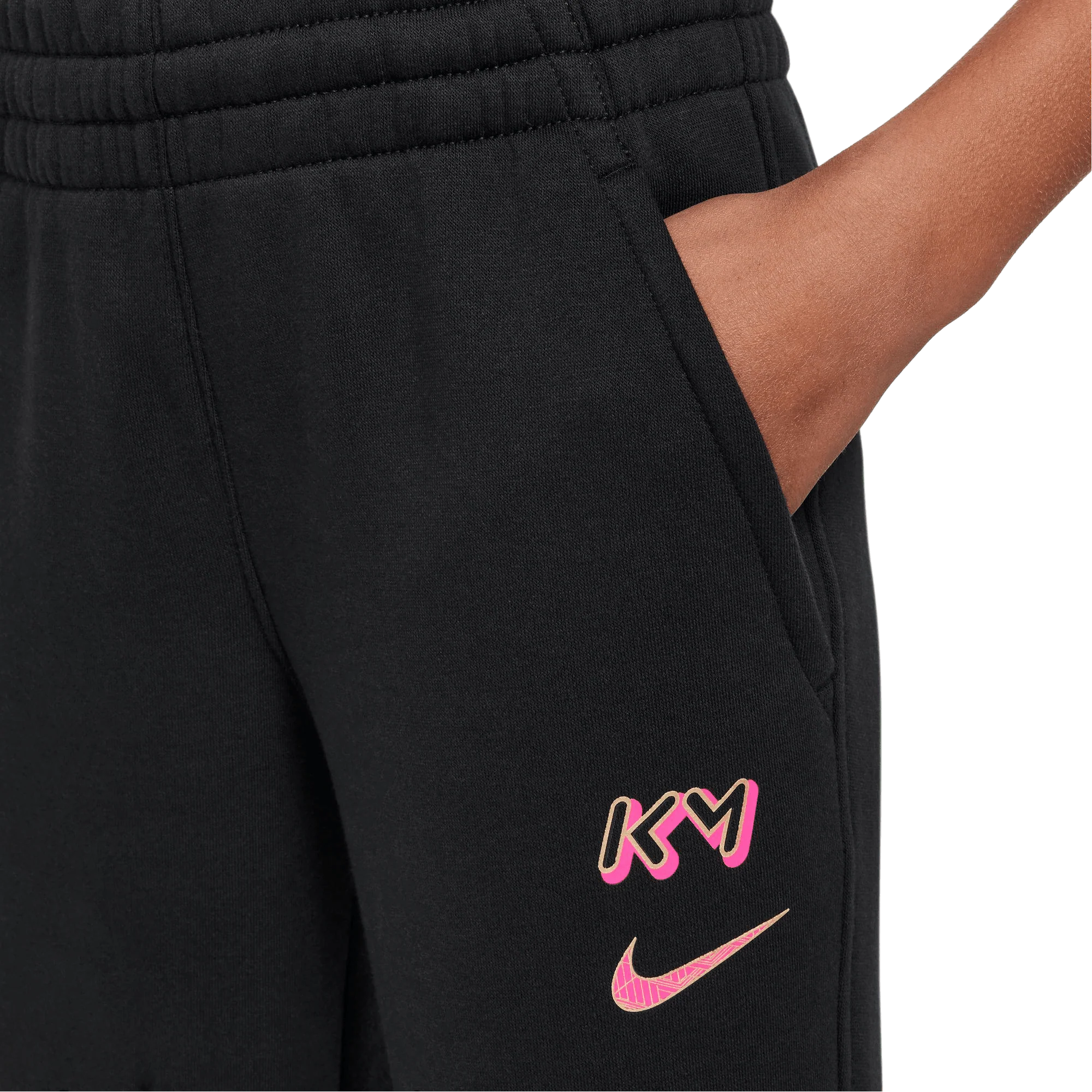 Nike Kylian Mbappe Club Fleece Kids Football Pants - Black/Pink - Image 8